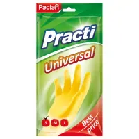 Перчатки резиновые хозяйственные Paclan "Practi. Universal", разм. S, х/б напыление, желтые, пакет с европодвесом