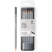 Набор чернографитных карандашей Winsor&Newton, 6 твердостей (HB, 2H, 2B, 4B, 6B, 8B)