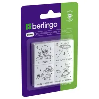 Ластик Berlingo "Aliens", 4шт., 28*28*12мм, флуоресцентный, блистер