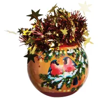 Шар пластиковый "Рождественский" Снегири" 85мм