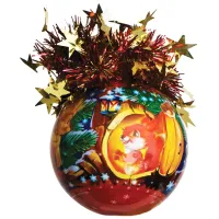 Шар пластиковый "Рождественский" Ёж и Белка" 85мм