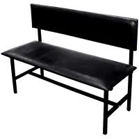 Банкетка со спинкой Берта+ БМ 6, 1200*430*475 (864) каркас черный муар, кожзам черный К-01