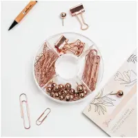 Набор мелкоофисных принадлежностей MESHU "Rose Gold", 89 предметов, розовое золото, пластиковый пенал, европодвес