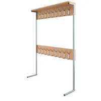 Вешалка напольная групповая 1-сторонняя Мета Мебель, 1200*275*1600мм, металл серый, бук, 18 крючков МДР.В1.БС