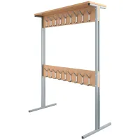 Вешалка напольная групповая 2-сторонняя Мета Мебель, 1200*550*1600мм, металл серый, бук, 36 крючков МДР.В2.БС (ПОД ЗАКАЗ)