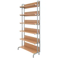 Стеллаж библиотечный односторонний Мета Мебель, 900*345*1890мм, каркас металл серый, бук (ПОД ЗАКАЗ)