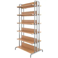 Стеллаж библиотечный двухсторонний Мета Мебель, 900*690*1890мм, каркас металл серый, бук (ПОД ЗАКАЗ)