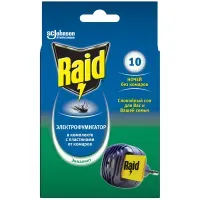 Комплект фумигатор+10 пластин от комаров Raid с ароматом "Эвкалипт", картонная коробка с европодвесом