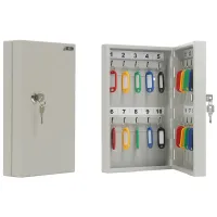 Ключница Aiko Key-20 на 20 ключей, 300*185*59мм, ключевой замок, металл, серый, с брелоками