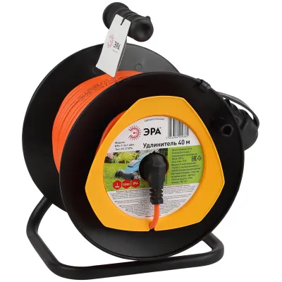 Удлинитель на катушке силовой Эра RPx-1-2x1-40m, без заземления, 1 гнездо, ПВС 2x1мм2 40м