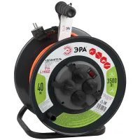 Удлинитель на катушке силовой Эра RMx-4es-3x1.5-40m-IP44, с заземлением, 4 гнезда, ПВС 3х1,5 40м