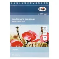 Альбом для акварели, 24л., А4, на спирали Гамма "Студия", 200г/м2, среднее зерно, перфорация на отрыв
