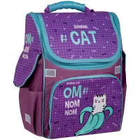 Ранец ArtSpace Junior "Banana Cat" фиолетовый 37*28*21см, 1 отделение, 3 кармана, анатомическая спинка