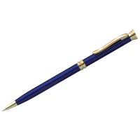 Ручка шариковая Berlingo "Golden Luxe" синяя, 0,7мм, корпус синий/золото, поворот., пластик. футляр