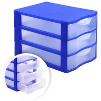 Бокс универсальный СТАММ, 3 отделения, лотки прозрачные, синий