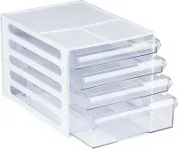 Блок из 4 выдвижных лотков СТАММ, белый корпус, прозрачные лотки