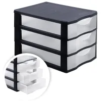 Бокс универсальный СТАММ, 3 отделения, лотки прозрачные, черный