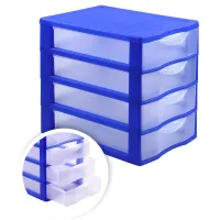 Бокс универсальный СТАММ, 4 отделения, лотки прозрачные, синий