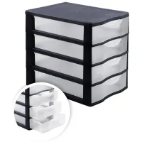 Бокс универсальный СТАММ, 4 отделения, лотки прозрачные, черный