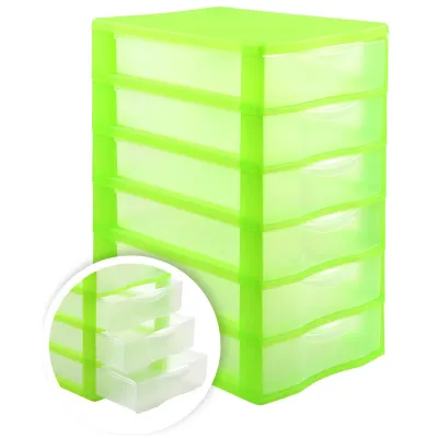 Бокс универсальный СТАММ, 6 отделений, лотки прозрачные, зеленый