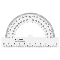 Транспортир 10см, 180° СТАММ, пластиковый, прозрачный, бесцветный