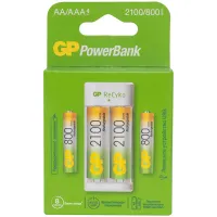 Зарядное устройство GP E211210/80-2CRB4 + 2шт акк. AA (HR06) 2100mAh (USB) + 2шт акк. AAA (HR03) 800mAh (USB)