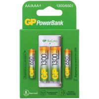 Зарядное устройство GP E211130/65-2CRB4 + 2шт акк. AA (HR06) 1300mAh+ 2шт акк. AAA (HR03) 650mAh (USB)