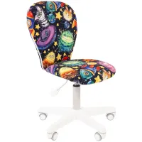 Кресло детское Chairman Kids 105, PL белый, ткань велюр, НЛО, регулировка по высоте, без подлокотников