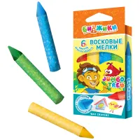 Мелки восковые Биджики "Jumbo Treu",  6цв., трехгранные, 11мм, европодвес