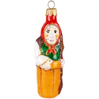 Елочное украшение стеклянное "Баба Яга" 13 см , подарочная упаковка