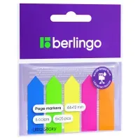 Флажки-закладки пластиковые Berlingo "Ultra Sticky", 12*44мм, стрелки, 25л*5 неоновых цветов