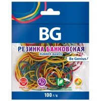 Банковская резинка 100г, BG,  диаметр 60, ассорти, европодвес