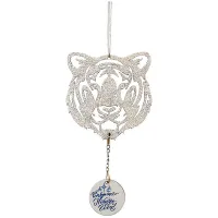 Елочное украшение из древесины тополя "Серебристый тигр", 12*6,5*0,5см