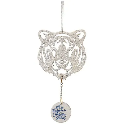 Елочное украшение из древесины тополя "Серебристый тигр", 12*6,5*0,5см