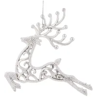 Елочное украшение из полипропилена "Олень серебряный", 13*13,5*0,3см