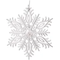 Елочное украшение из полипропилена "Снежинка резная серебряная", 14,5*12,5*0,2см