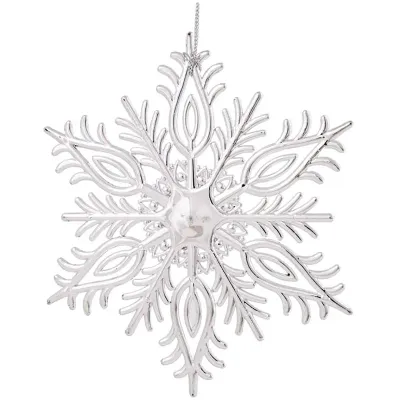 Елочное украшение из полипропилена "Снежинка резная серебряная", 14,5*12,5*0,2см