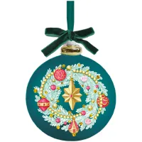 Шар стеклянный  "Зеленая роскошь" 80мм