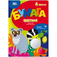 Бархатная бумага самоклеящаяся А4, BG, "Смешной Лемур", 4л., 4цв., в папке