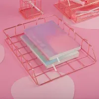 Лоток для бумаг горизонтальный MESHU "Rose Gold", металл