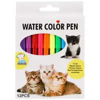 Фломастеры "Кот и пес", 12цв., смываемые, картон, европодвес