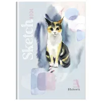 Скетчбук 80л., А5 BG "Трехцветная кошка", 7БЦ, матовая ламинация, бежевый блок, 80г/м2