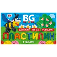 Пластилин восковой BG "Весёлая пчёлка", 06 цветов, 90г, со стеком, европодвес