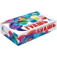 Гуашь художественная BG "Яркая палитра", 6 цветов, 10мл, картон. упаковка