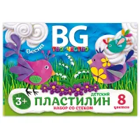 Пластилин BG "Времена года", 08 цветов, 160гр, со стеком, картон