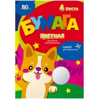 Бархатная бумага самоклеящаяся А4, BG, "Бархатный корги", 4л., 4цв., в папке