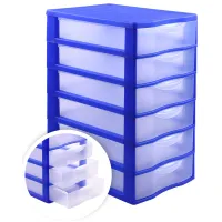 Бокс универсальный СТАММ, 6 отделений, лотки прозрачные, синий