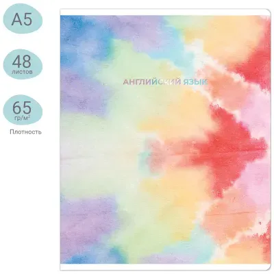 Тетрадь предметная 48л. MESHU "Candy color" - Английский язык, "софт-тач" ламинация, тиснение фольгой