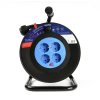 Удлинитель на катушке силовой Smart Buy, 20 метров, с заземлением, предохранитель, 4 гнезда, ПВС 3*1,5, 16А/3,5кВт