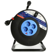 Удлинитель на катушке силовой Smart Buy, 30 метров, с заземлением, предохранитель, 4 гнезда, ПВС 3*1,5, 16А/3,5кВт